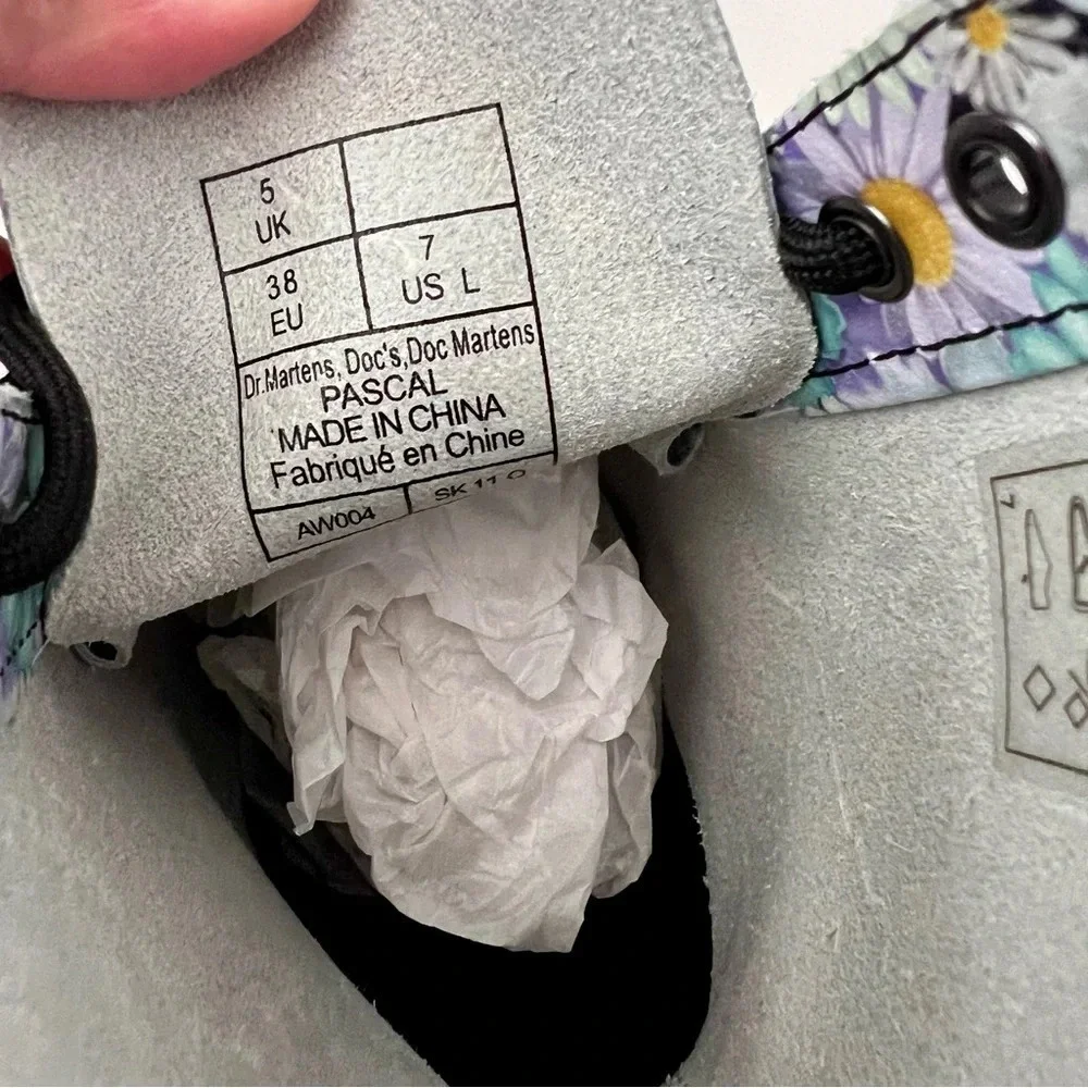 DR. MARTENS | Pascal Paint Slick Backhand Purple White Floral Drip Boots US 7 - Picture 12 of 13